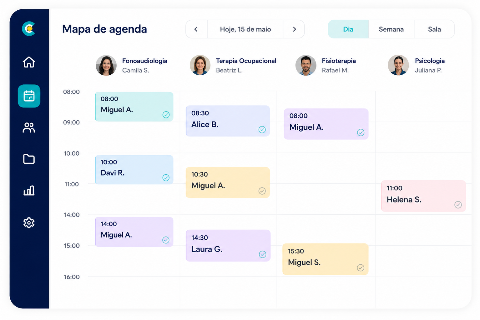 Mapa de agenda do clin.care